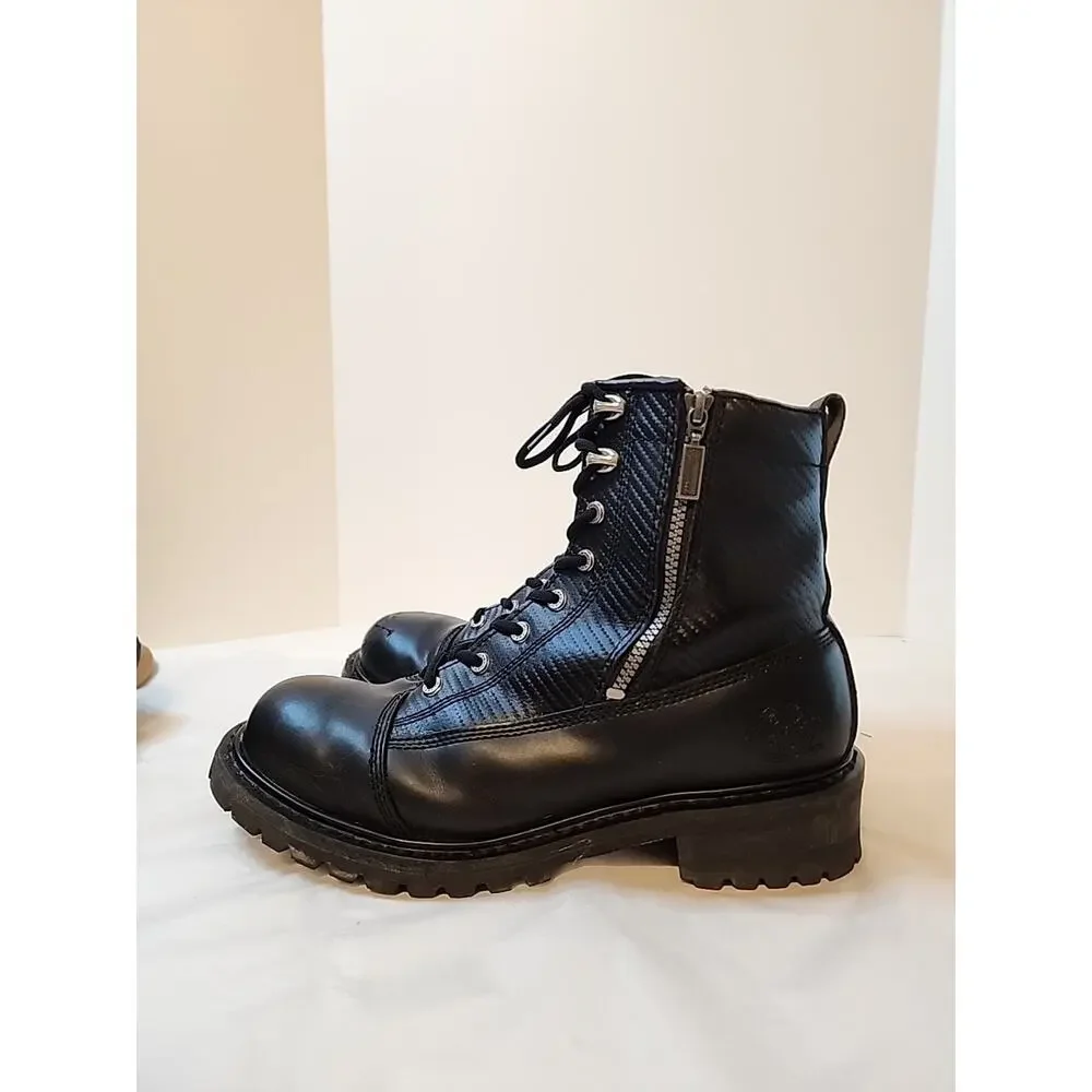 Milwaukee MB408 Accelerator Mens Size 12 Black Leather Dual Zip Motorcycle Boots